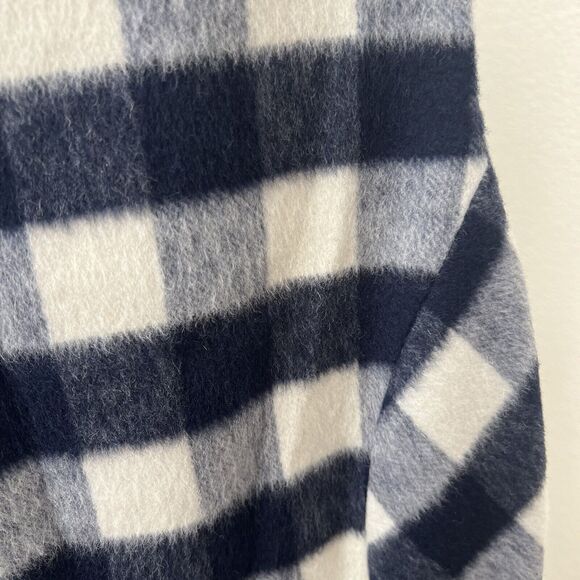 Brook Brothers Gingham Sleeveless Sheath Dress Sz 8 Wool Blend Fuzzy Navy Ivory - Picture 5 of 7